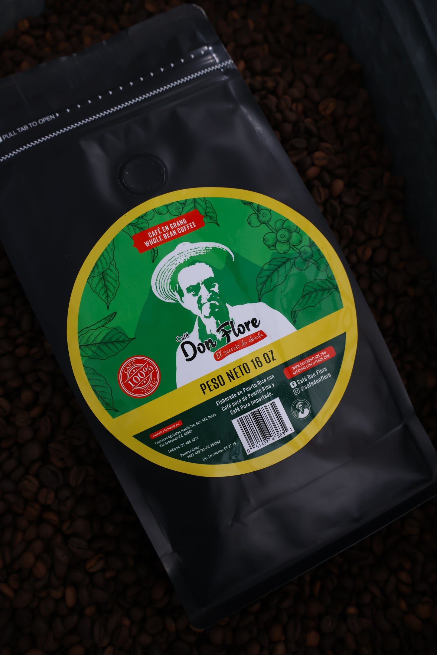 Café Don Flore 100% Arábica en Grano - 16 ozs